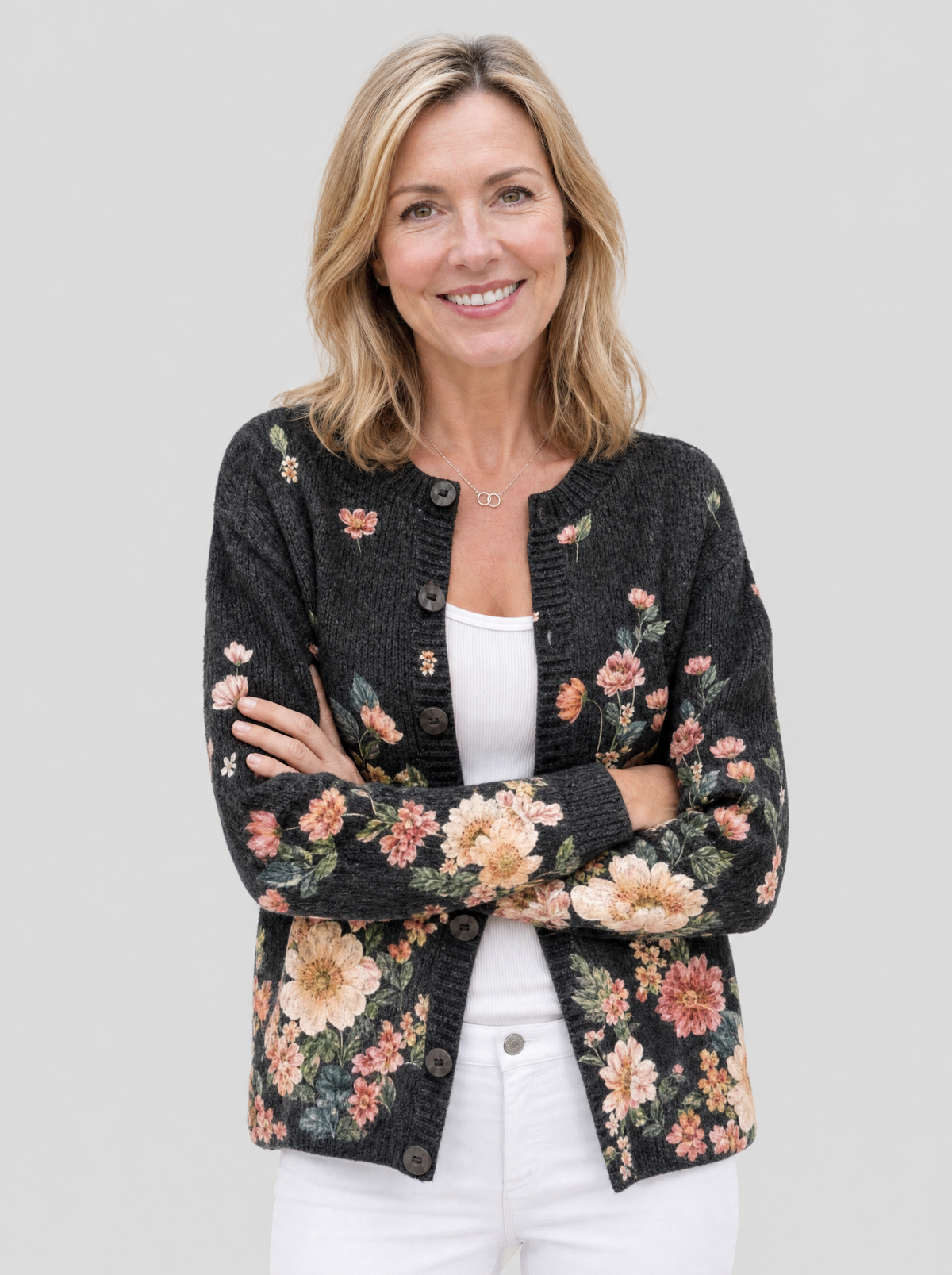 Margaret | Floral Button-Front Cardigan