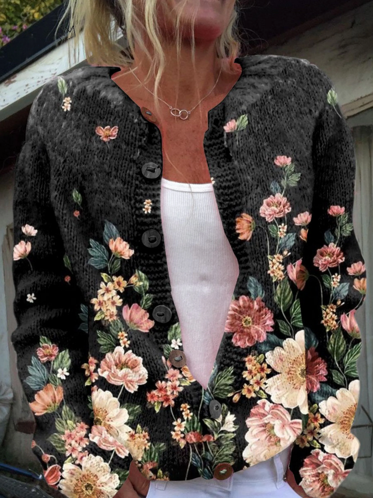 Margaret | Floral Button-Front Cardigan
