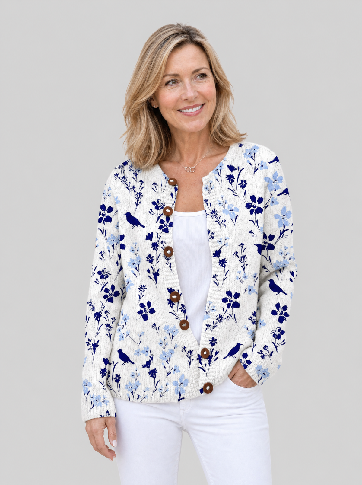 Jacqueline | Floral Bird Print Cardigan