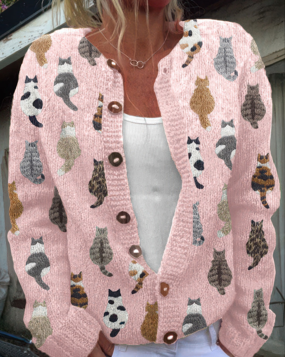 Marianne | Cosy Cat Print Cardigan